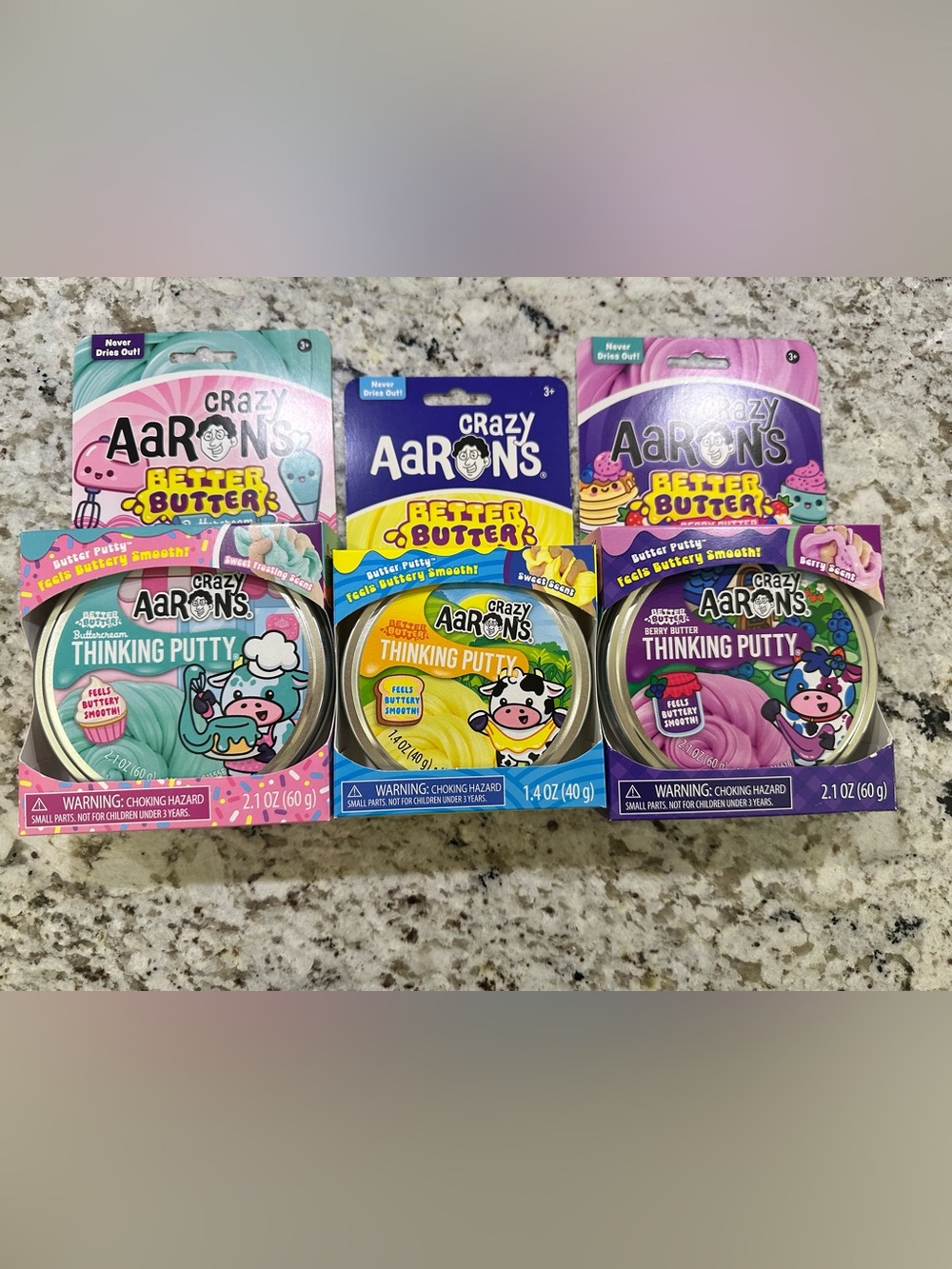 3 pack Crazy Aaron's Better Butter Thinking Putty - New in Sealed Boxes.